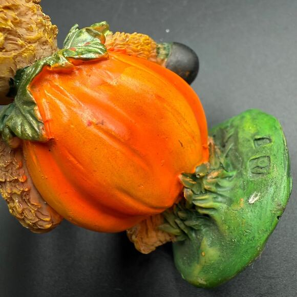 Vintage Pumpkin Teddy Bear Figurine Halloween Mini Statue - Picture 8 of 10
